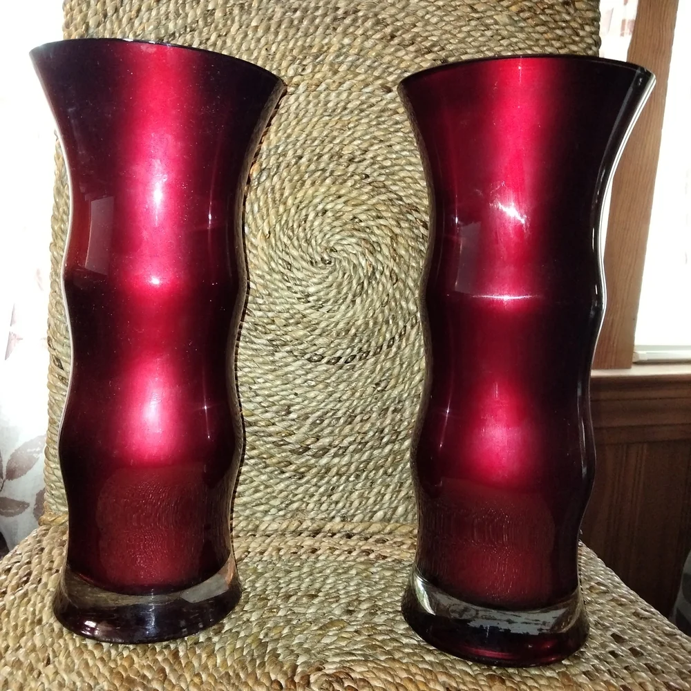 Elegant Red Glass Vases